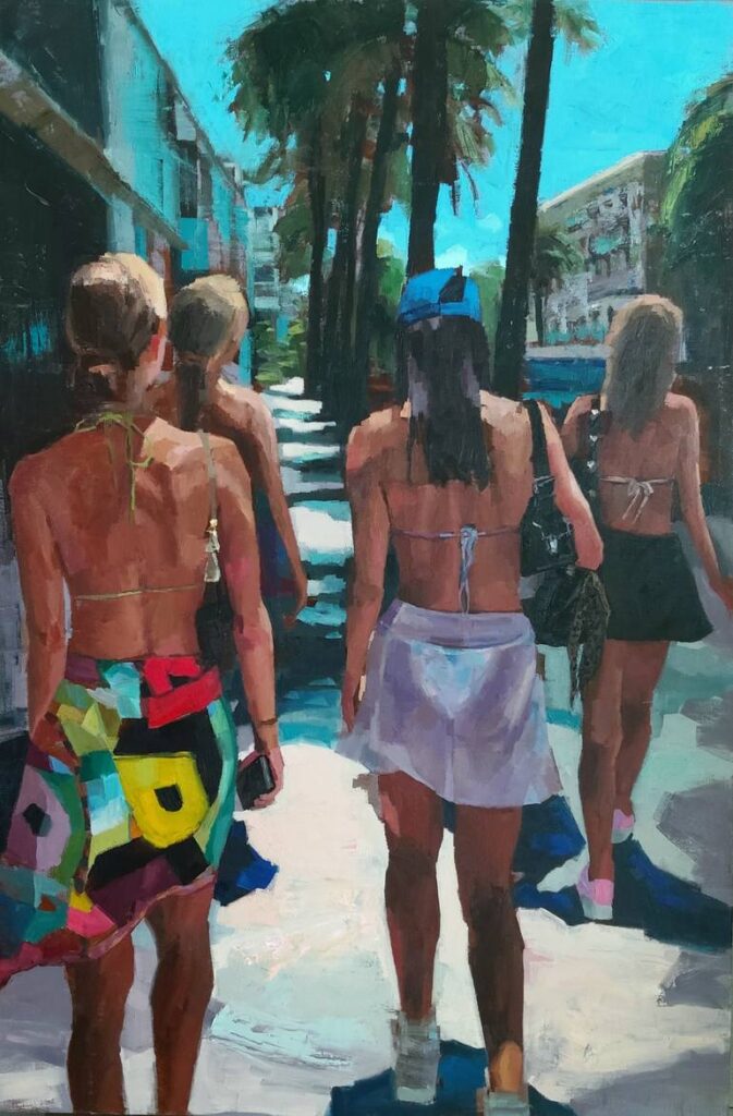Hunjung Kim’s oil painting Summer Is Coming, showing a dreamlike summer landscape rendered in soft brushstrokes and vivid hues