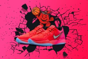 Kool-Aid x Nike Ja 2 "Tropical Punch" shoes in vivid red with translucent outsole, fruity detailing, and merged logos