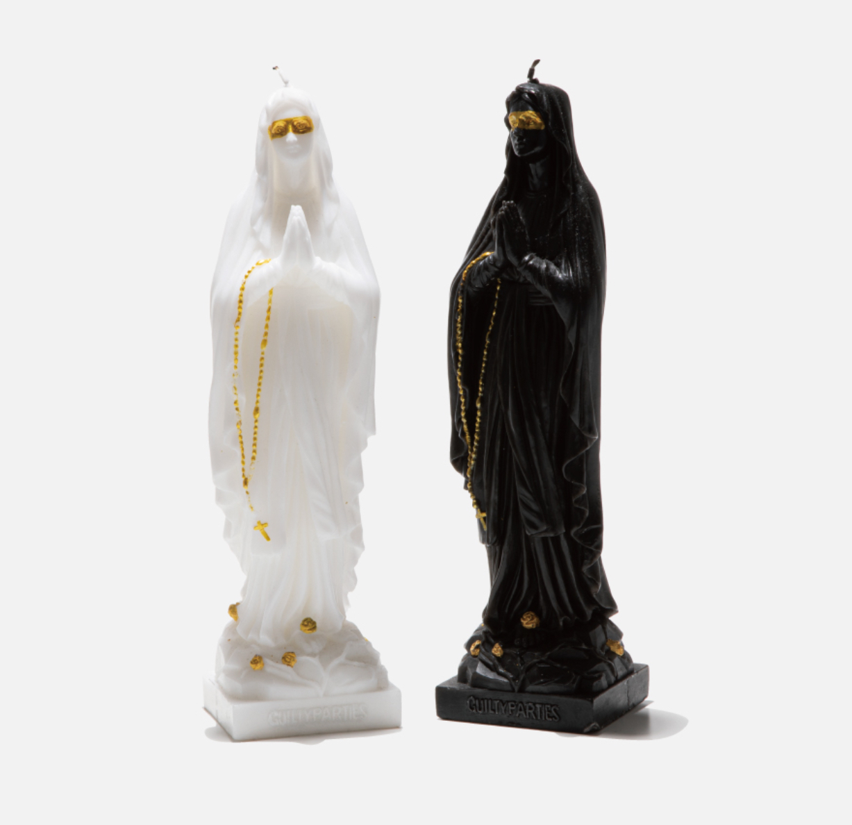 Gold-painted Madonna candle by Andrea “FACE” Facelli in collaboration with WACKO MARIA, sculptural religious art piece
