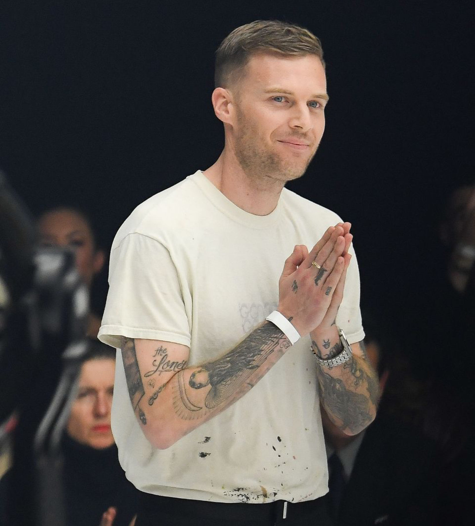 Matthew M. Williams in a minimalist studio, reviewing sketches and prototypes from his new namesake fashion line