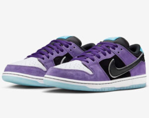 Nike SB Dunk Low Pro x Hayley Wilson Black and Court Purple shoe on white background