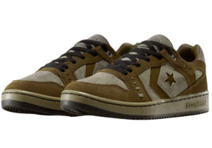 Sneeze Magazine x Converse AS-1 Pro skate shoe in beige and olive with suede upper and gum outsole