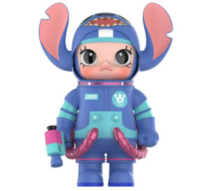 Pop Art Mega Space Molly Stitch 400% collectible vinyl toy with reflective blue finish and Stitch ears