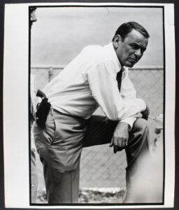 Terry O’Neill’s original 1968 vintage photograph of Frank Sinatra walking on set in Miami during filming of The Lady in Cement