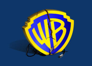 Warner Bros. Discovery logo split in two to symbolize corporate separation