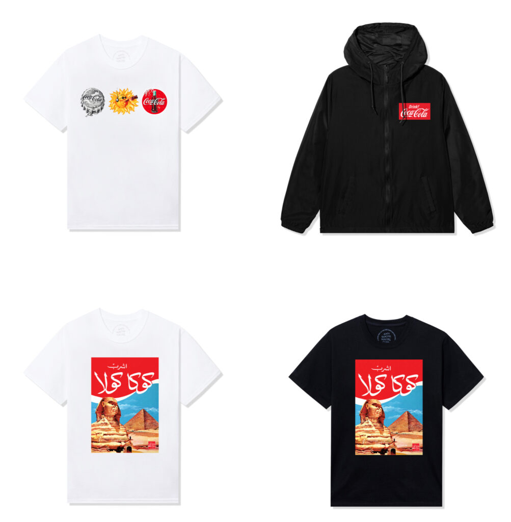 Anti Social Social Club x Coca-Cola collaboration hoodie with dual branding in multiple languages