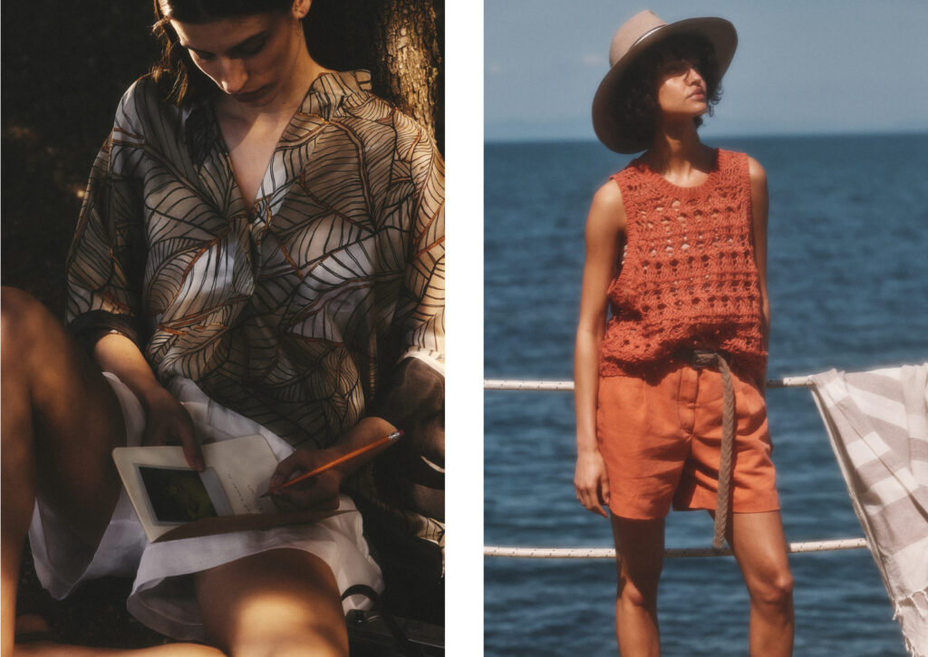 Brunello Cucinelli High Summer 2025 menswear and womenswear collection in linen and silk, inspired by Mediterranean coastal life