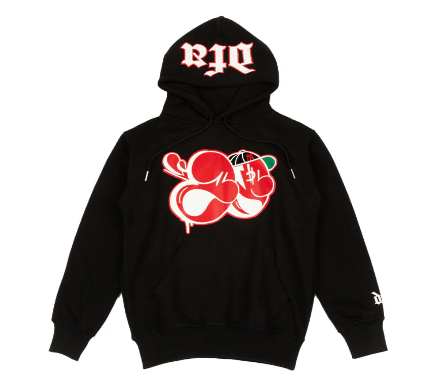 Lettered Rebellion: The DOLT Logo Pullover Hoodie in Black/Red as Streetwear Statement