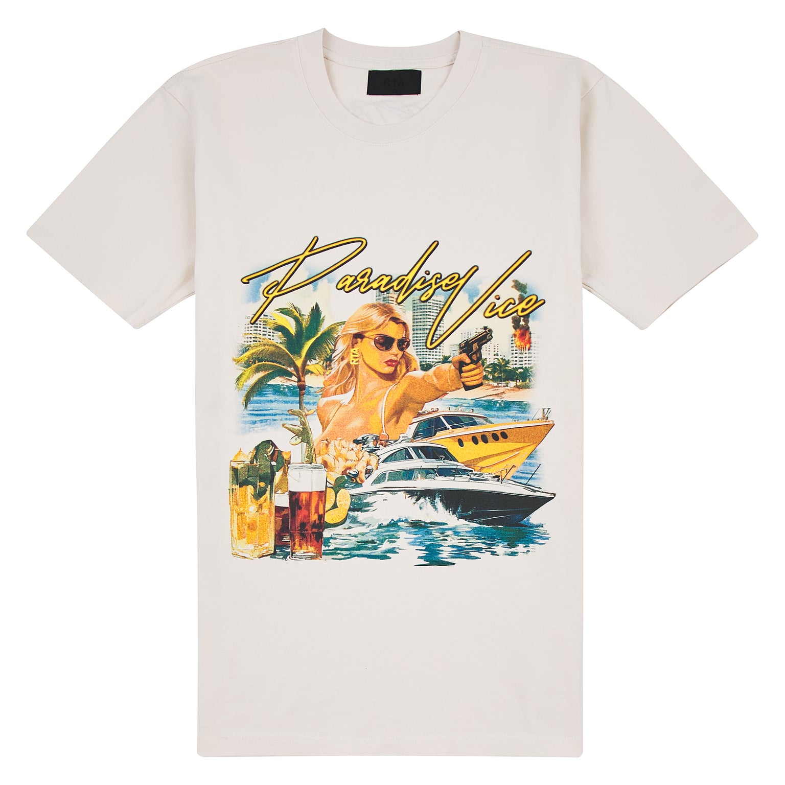 The Liam Short Sleeve Tee in Bone “Paradise Mafia”