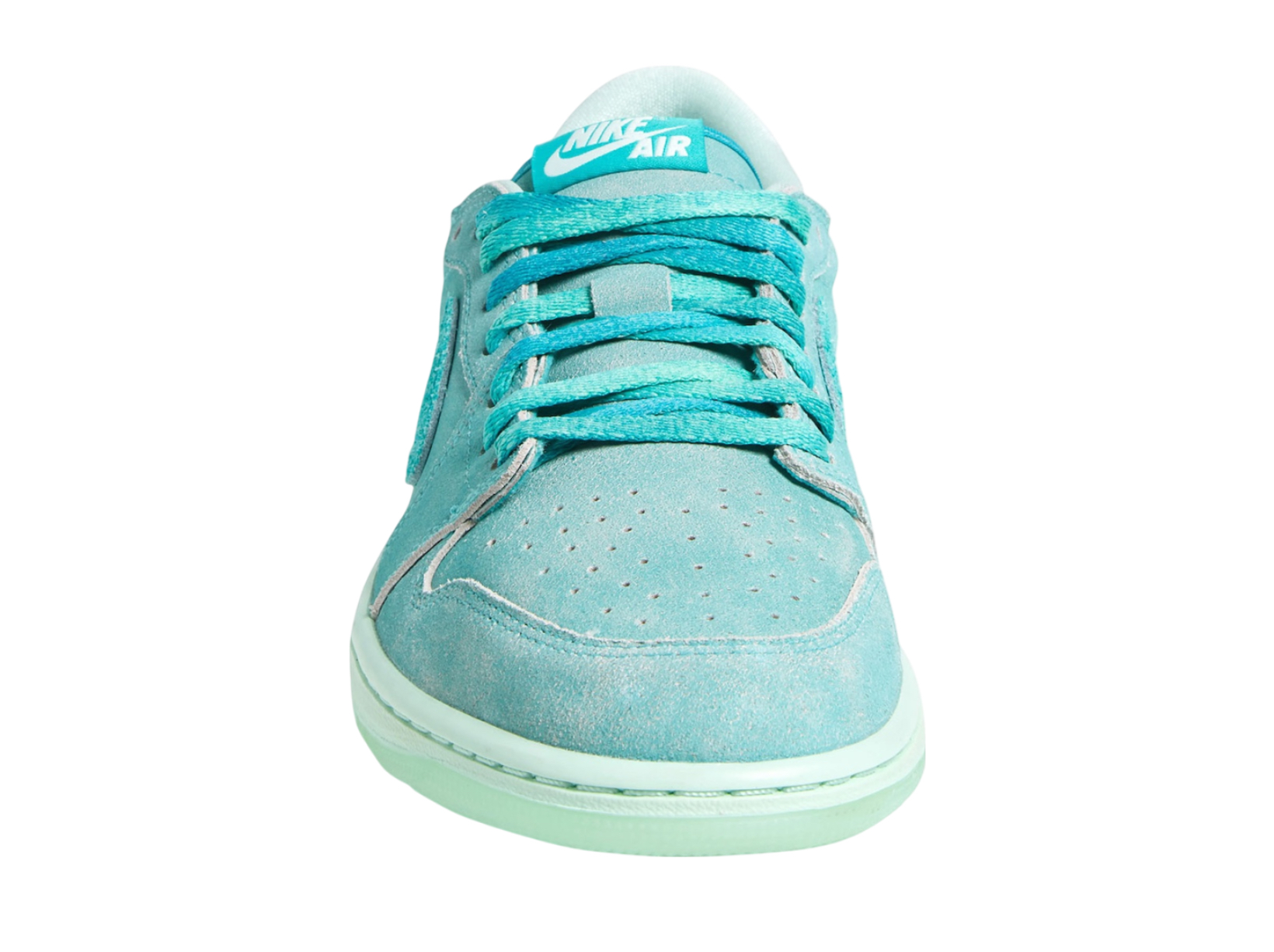 Air Jordan 1 Low WMNS in Washed Teal and Igloo colorway with mint green leather and white midsole