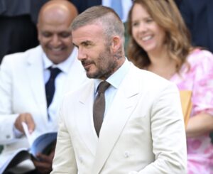Sir David Beckham attends day one of the Wimbledon Tennis Championships at the All England Lawn Tennis and Croquet Club on June 30, 2025 in London, England. (Photo by Karwai Tang/WireImage)