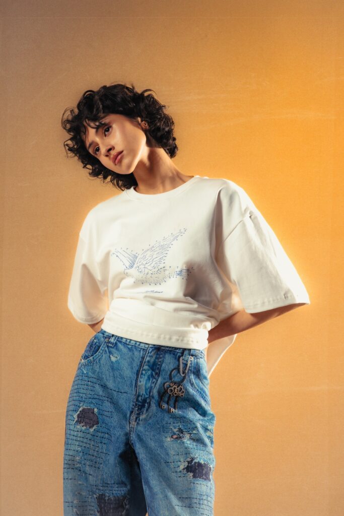 Model wearing Pas Une Marque SS26 “Point of No Return” collection