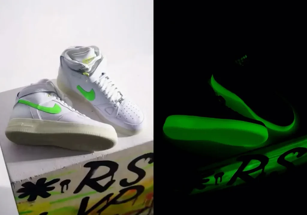 Don C Nike Air Force 1 sneaker in white leather with gold accents, re-released for RSVP Gallery’s 15th anniversary