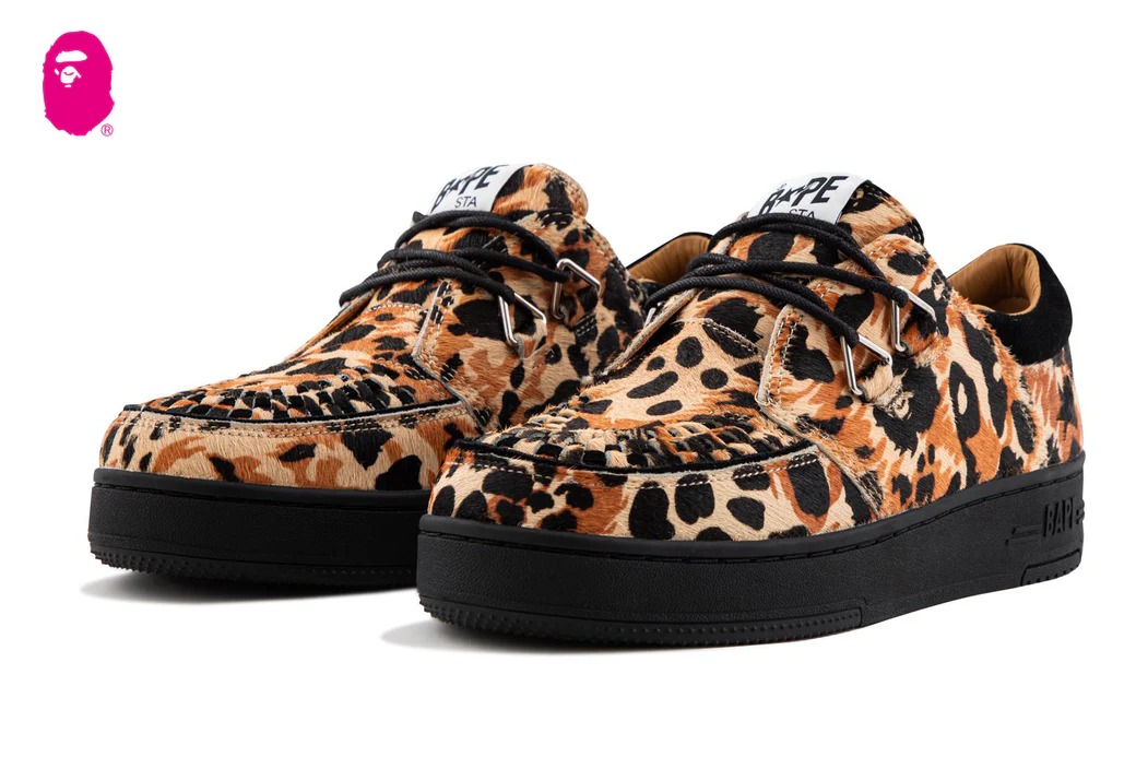 BAPE CREEP STA hybrid sneaker combining bold leopard print and chunky sole design