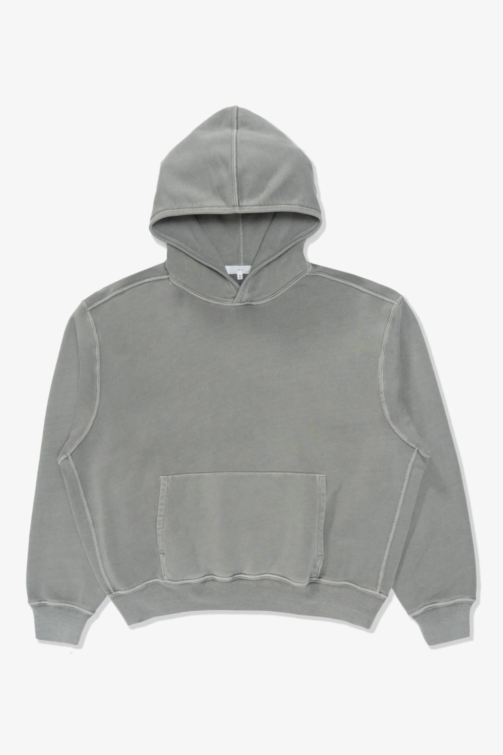 Front view of Lady White Co Mini Hoodie in Pigment Chalk featuring cropped silhouette, kangaroo pocket, structured hood, and clean tonal stitching on pigment-dyed fleece